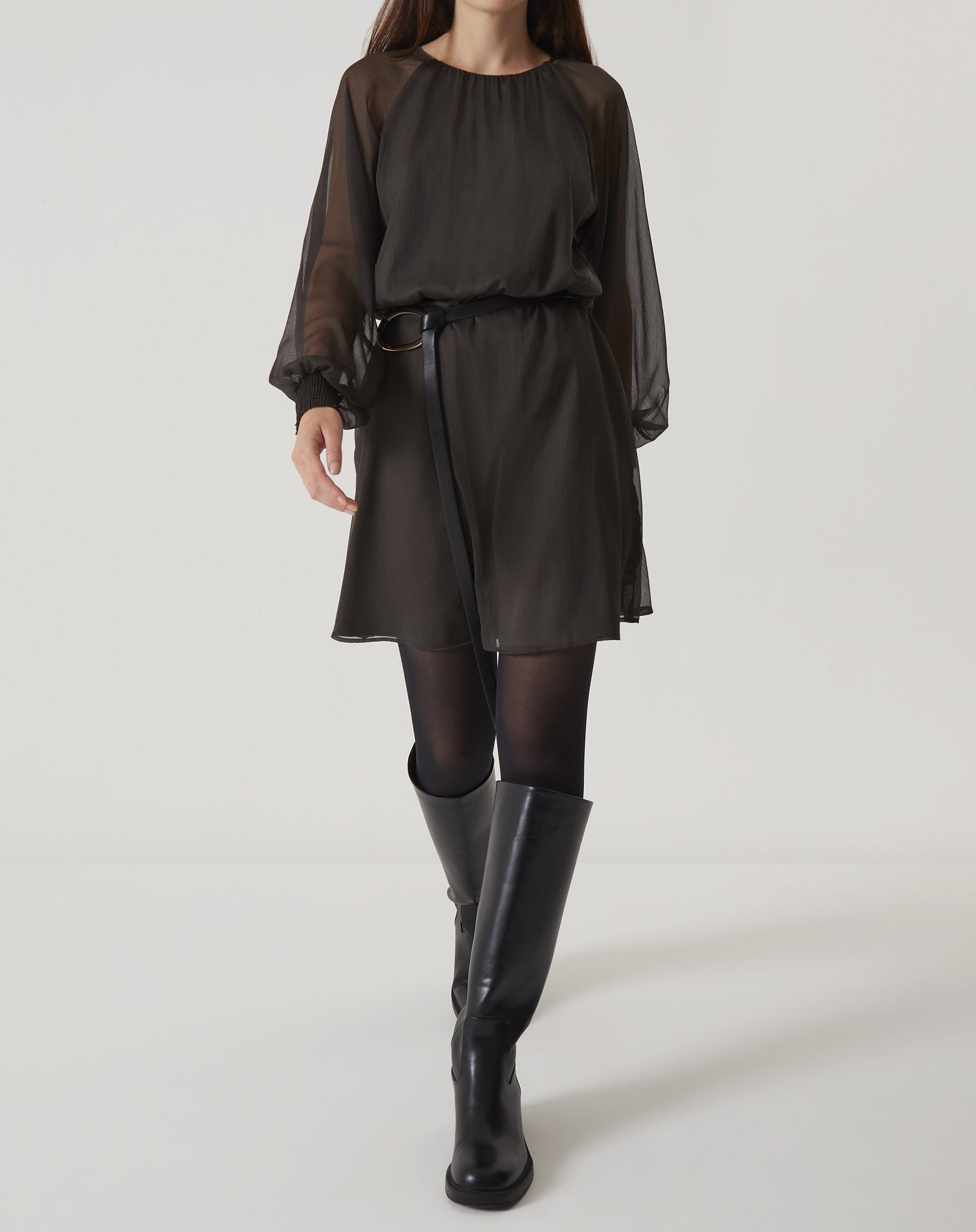 VESTIDO CURTO MANGA LONGA BUFANTE - VERDE