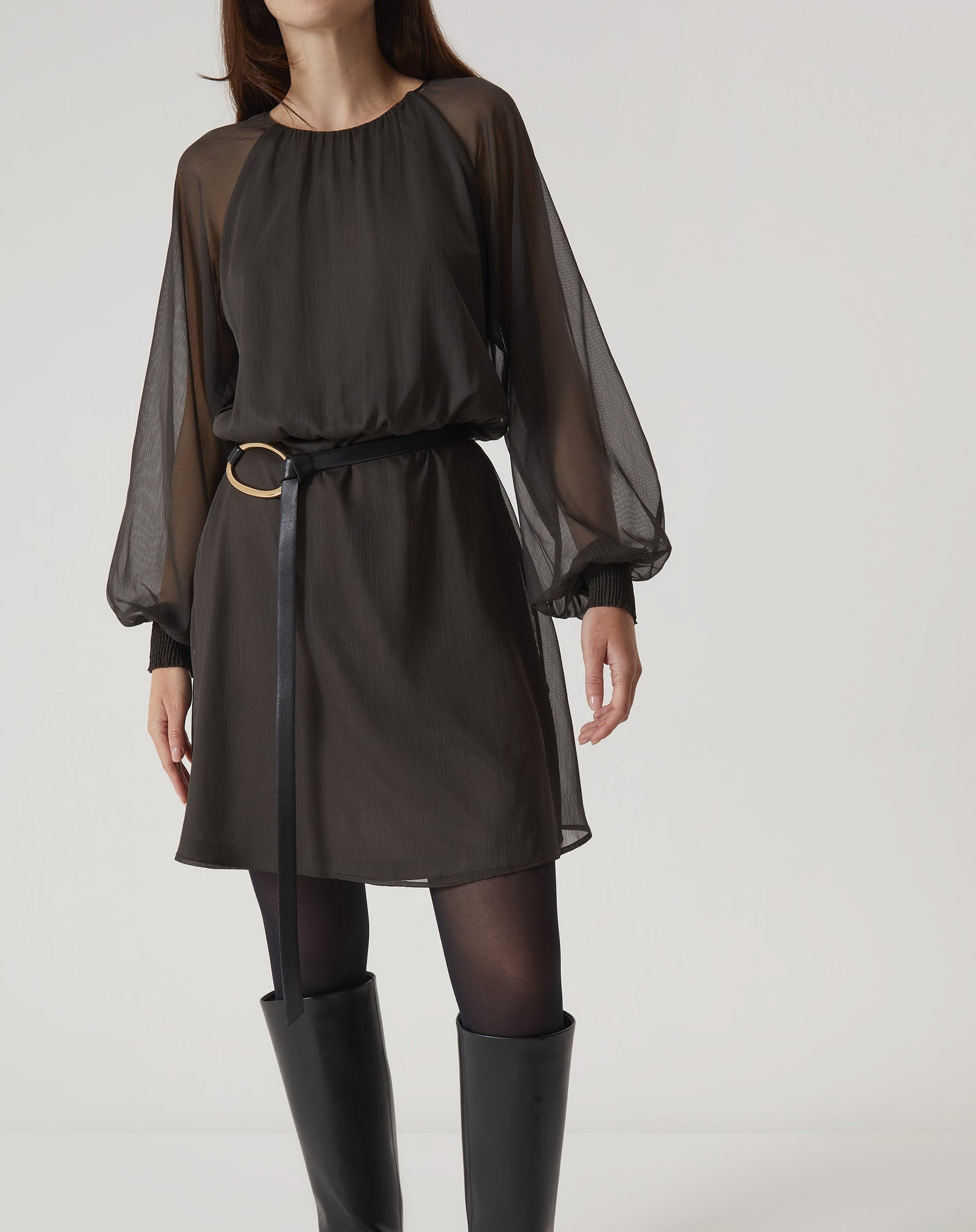 VESTIDO CURTO MANGA LONGA BUFANTE - VERDE