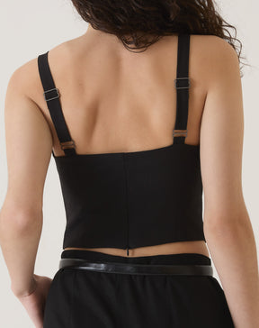 BLUSA COM ALÇAS DE ALFAIATARIA - PRETO