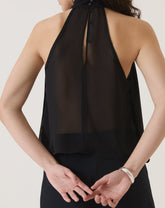 BLUSA FRENTE ÚNICA COM TRANSPARÊNCIA - PRETO