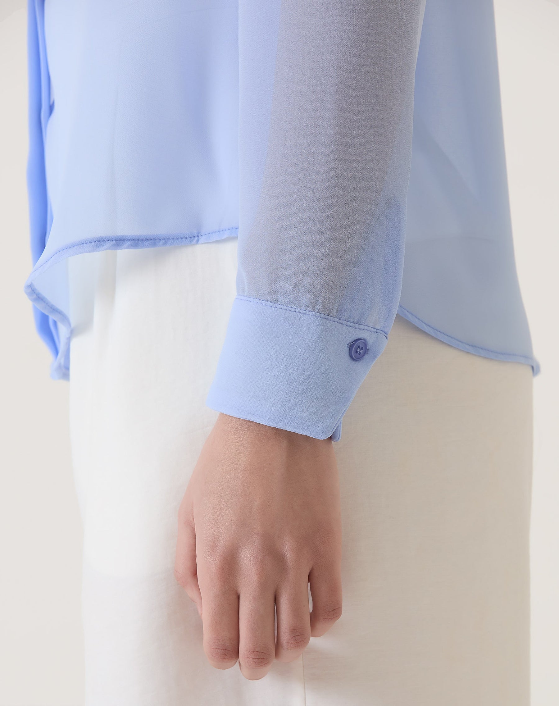 CAMISA MANGA LONGA COM TRANSPARÊNCIA - AZUL