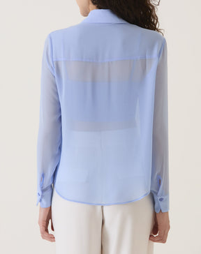 CAMISA MANGA LONGA COM TRANSPARÊNCIA - AZUL