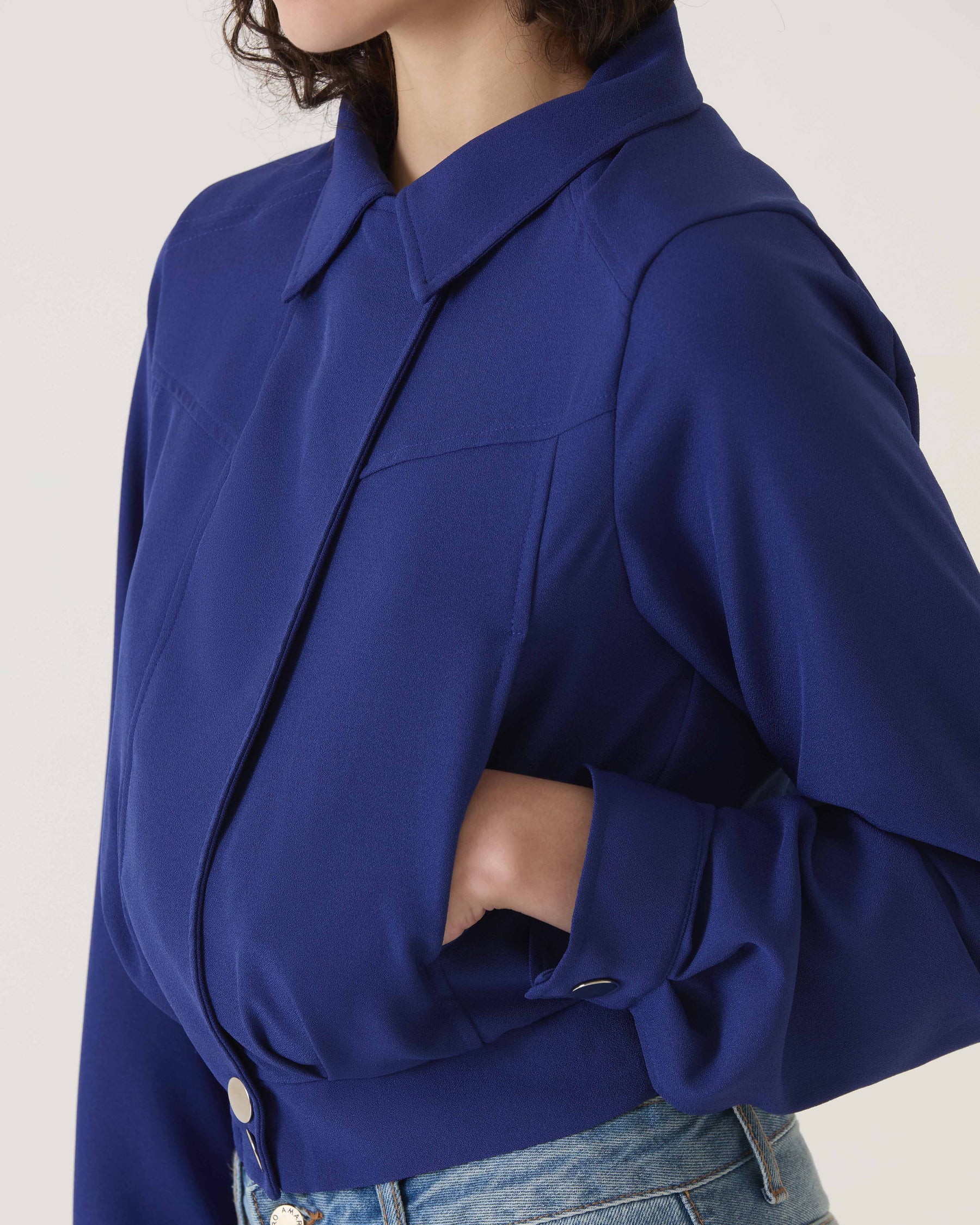 JAQUETA CURTA DE ALFAIATARIA - AZUL