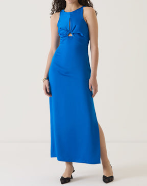 VESTIDO COM DECOTE HALTER E MOULAGE - AZUL
