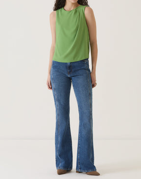 BLUSA SEM MANGAS DE CREPE - VERDE