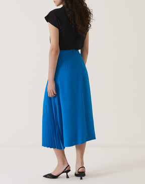 SAIA COM PREGAS DE ALFAIATARIA - AZUL