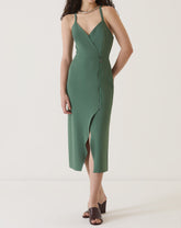 VESTIDO COM FENDA FRONTAL - VERDE