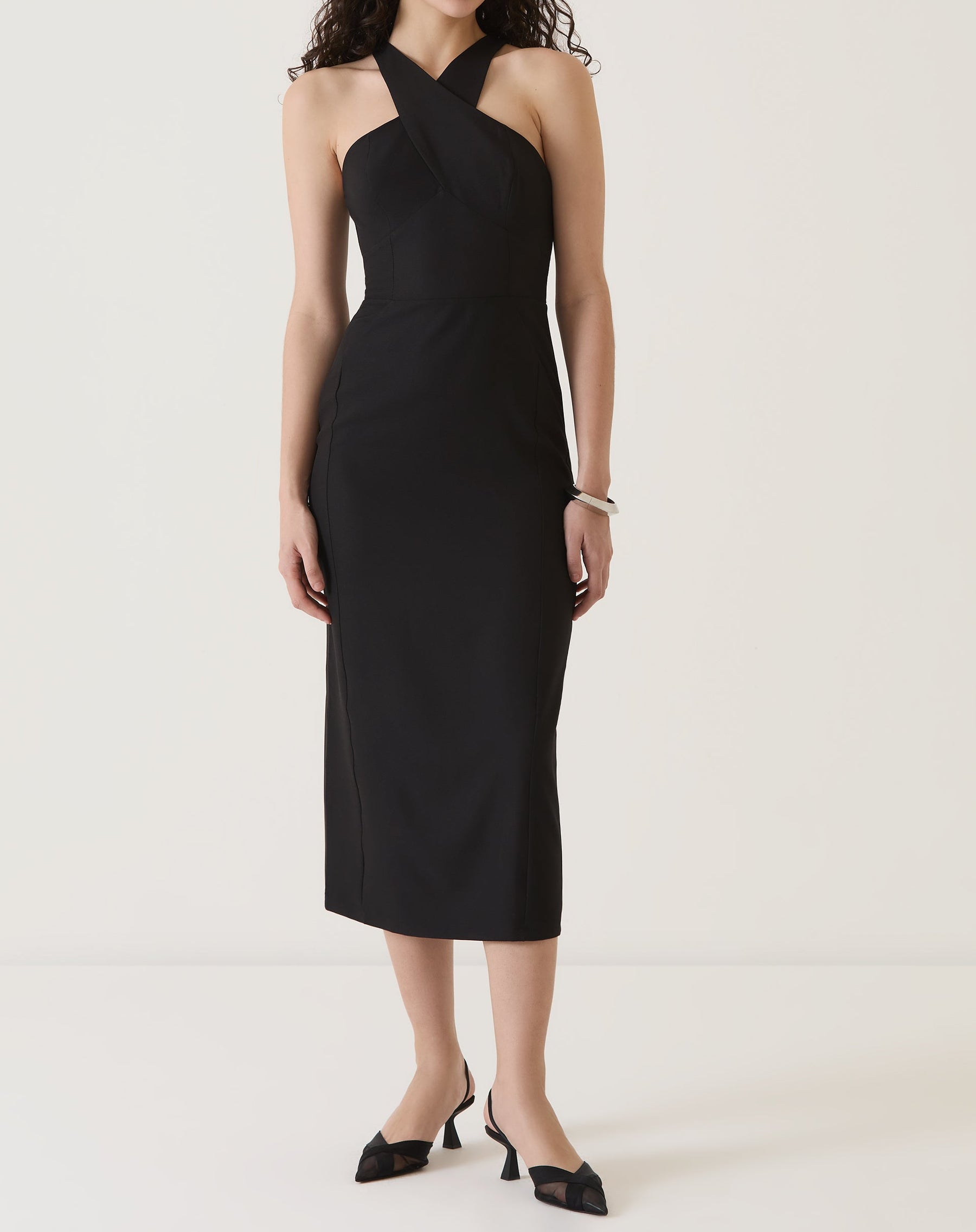 VESTIDO ALÇAS TRANSPASSADAS DE ALFAIATARIA - PRETO