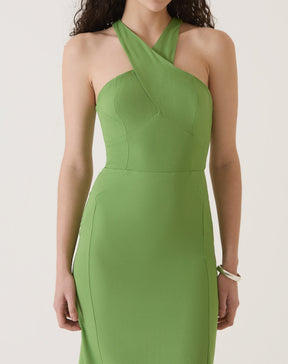 VESTIDO ALÇAS TRANSPASSADAS DE ALFAIATARIA - VERDE