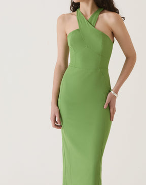 VESTIDO ALÇAS TRANSPASSADAS DE ALFAIATARIA - VERDE