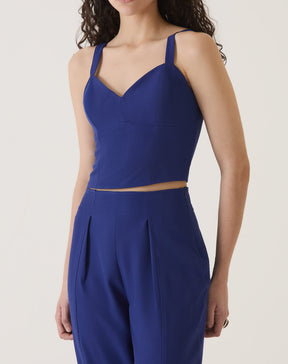 BLUSA COM ALÇAS DE ALFAIATARIA - AZUL