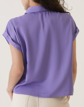 CAMISA MANGA CURTA DE CETIM - ROXO