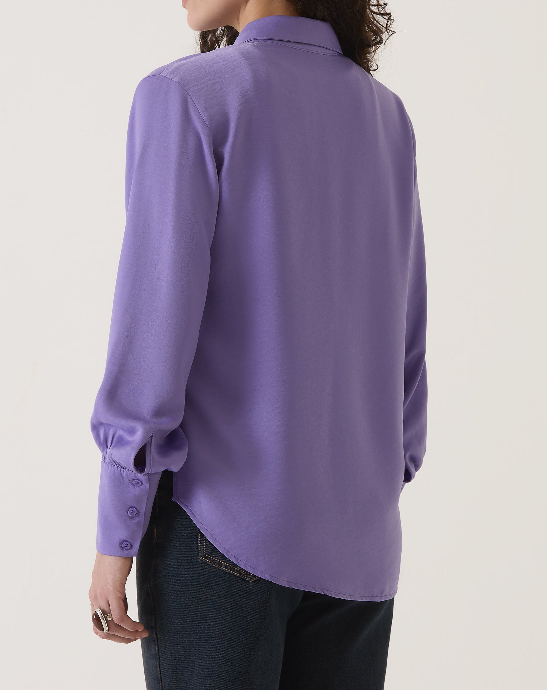 CAMISA MANGA LONGA DE CETIM - ROXO