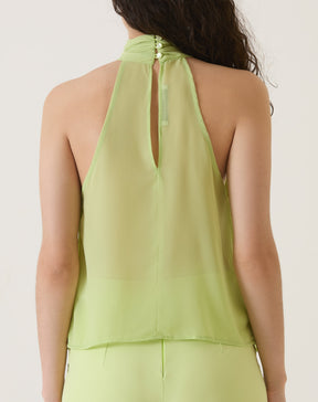 BLUSA DECOTE HALTER DE CREPE - VERDE