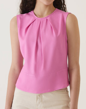 BLUSA COM PREGAS DE VISCOSE - ROSA
