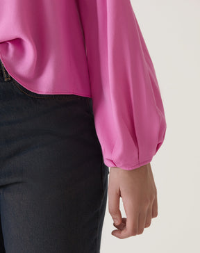 BLUSA MANGA LONGA DECOTE V - ROSA