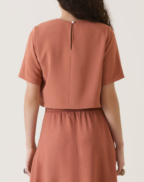 BLUSA CROP MANGA CURTA - VINHO