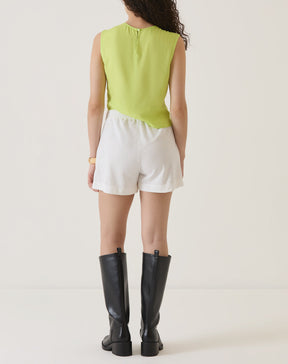 Short com Bolsos Frontais de Malha - Off-white